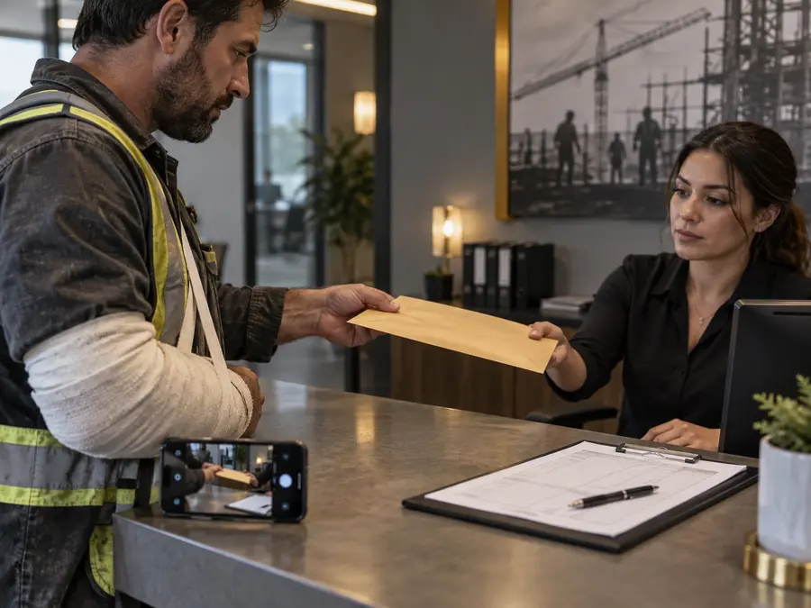 Worker documenting delivery of a compensation claim form