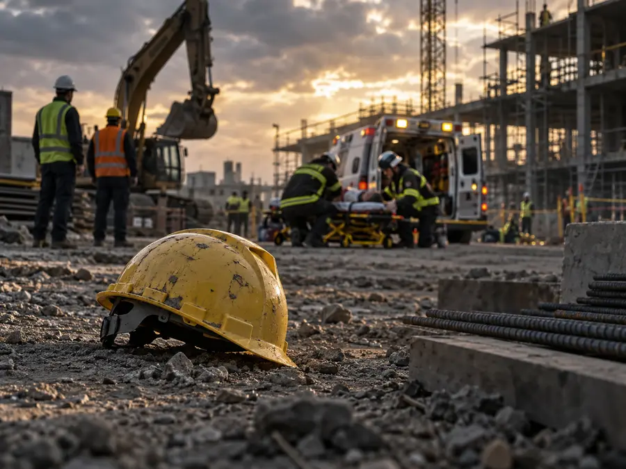 Emergency responders at a construction worksite