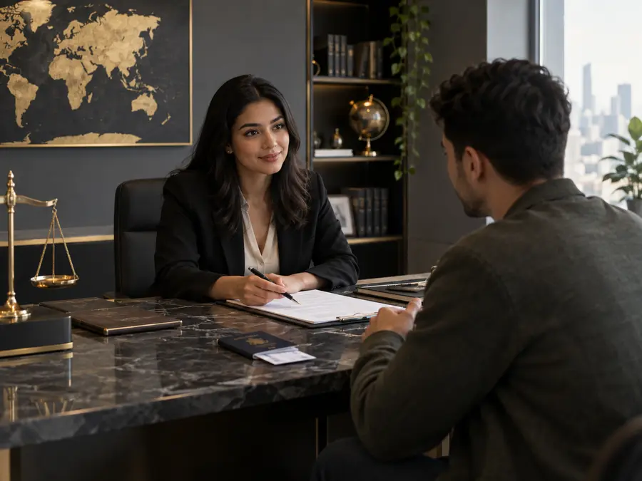 International professional consulting a visa lawyer